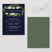 Carte D'accompagnement Fleur blanche | MARIAGE Détails de l'hôtel Héberge (Devant / Derrière)