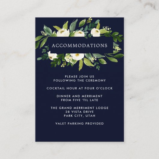 Carte D'accompagnement Fleur blanche | MARIAGE Détails de l'hôtel Héberge (Devant)