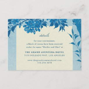 Carte D'accompagnement Fleur de cerisier bleu japonais antique