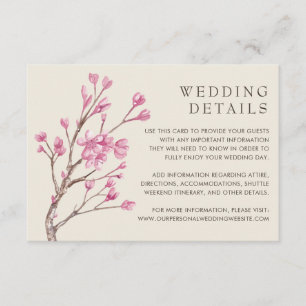 Carte D'accompagnement Fleur de cerisier rose Fleur mariage élégant