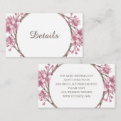 Carte D'accompagnement Fleur de cerisier rose printemps. Détails du maria (Devant / Derrière)