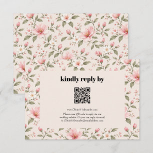 Carte D'accompagnement Fleur de cerisier rose tendre motif sans couture