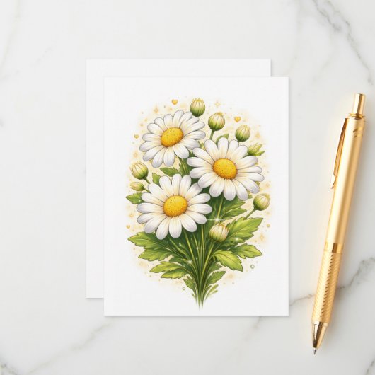 Carte d'accompagnement Fleur de Daisy (Devant/Arrière en situation)