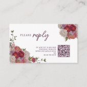 Carte D'accompagnement Fleur de Forêt Bourgogne Et Mariage Feuille RSVP (Devant)