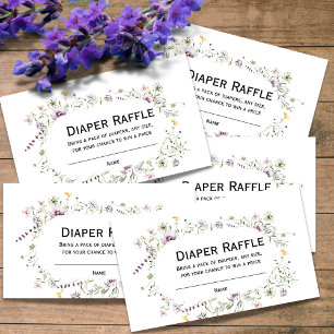 Carte D'accompagnement Fleur de jardin sauvage baby shower Barreau Raffle