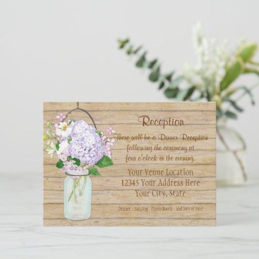 Carte D'accompagnement Fleur de Lavande et d'Hydrange en pot de verre de  (Debout devant)