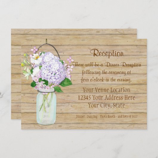 Carte D'accompagnement Fleur de Lavande et d'Hydrange en pot de verre de (Devant / Derrière)