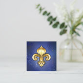 Carte D'accompagnement Fleur de Lis dorée sur fond bleu (Debout devant)
