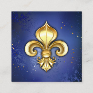 Carte D'accompagnement Fleur de Lis dorée sur fond bleu