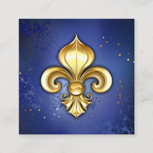 Carte D'accompagnement Fleur de Lis dorée sur fond bleu (Devant)