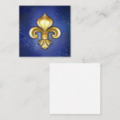 Carte D'accompagnement Fleur de Lis dorée sur fond bleu (Devant / Derrière)
