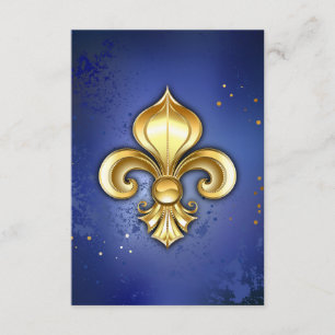 Carte D'accompagnement Fleur de Lis dorée sur fond bleu