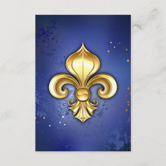 Carte D'accompagnement Fleur de Lis dorée sur fond bleu (Devant)
