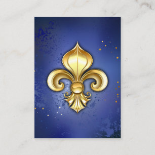 Carte D'accompagnement Fleur de lis dorée sur fond bleu