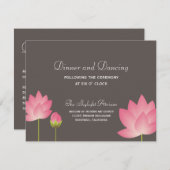 Carte D'accompagnement Fleur de lotus rose gris clôture de réception de m (Devant / Derrière)