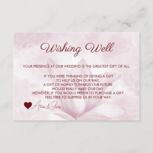 Carte D'accompagnement Fleur de Magnolia Éthérée, Puits de Vœux (Devant)