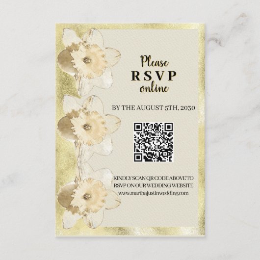 Carte D'accompagnement Fleur de narcisse élégante personnalisée avec cadr (Devant)