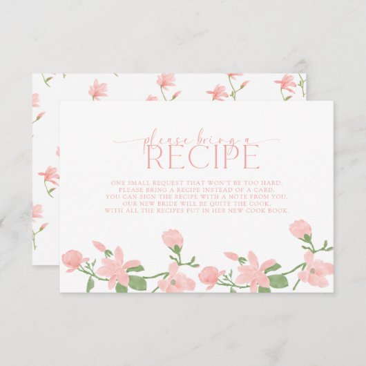 Carte D'accompagnement Fleur de Pêche Élégante Veuillez Apporter une Rece (Devant / Derrière)
