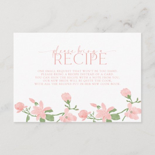 Carte D'accompagnement Fleur de Pêche Élégante Veuillez Apporter une Rece (Devant)