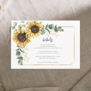 Carte D'accompagnement Fleur de tournesol floral Script Mariage Détails d