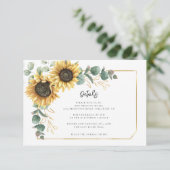 Carte D'accompagnement Fleur de tournesol floral Script Mariage Détails d (Debout devant)