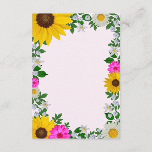 Carte D'accompagnement Fleur de tournesol rustique Daisy Réception de mar (Dos)