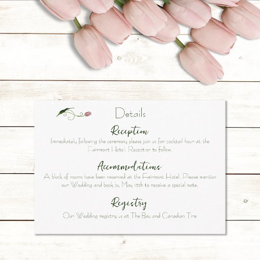 Carte D'accompagnement Fleur de tulipe rose