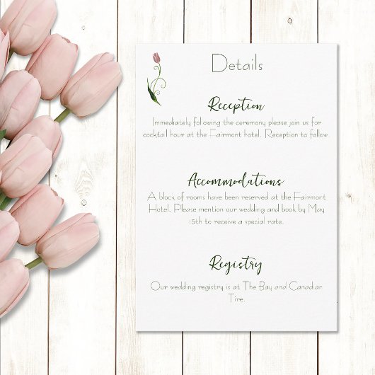 Carte D'accompagnement Fleur de tulipe rose