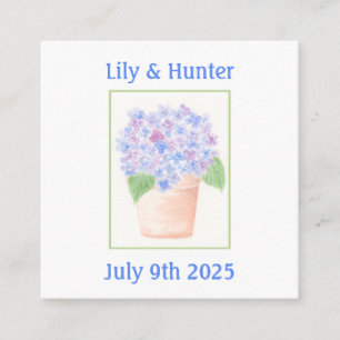 Carte D'accompagnement Fleur d'hortensia à l'aquarelle peinte à la main