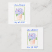 Carte D'accompagnement Fleur d'hortensia aquarelle libre peinte à la main (Devant / Derrière)