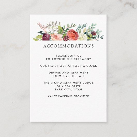 Carte D'accompagnement Fleur du pays | Hébergement hôtelier Mariage de au (Devant)