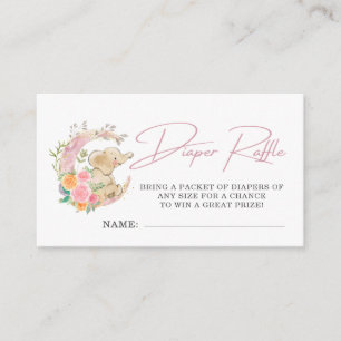 Carte D'accompagnement Fleur éléphant Lune Baby shower Déchets Raffin