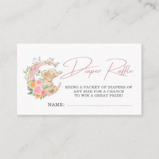 Carte D'accompagnement Fleur éléphant Lune Baby shower Déchets Raffin