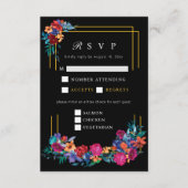 Carte D'accompagnement Fleur mexicaine Mariage noir RSVP (Devant)