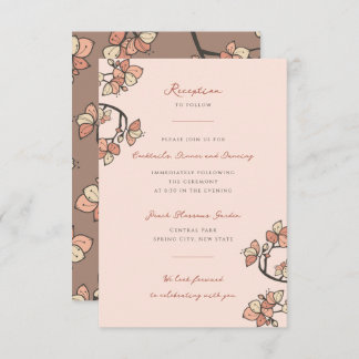 Carte D'accompagnement Fleur rose Plum/Pêche Élégante Partie d'engagement