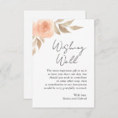 Carte D'accompagnement Fleur rose. Puits de souhaits botanique mariage mo (Devant / Derrière)