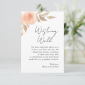 Carte D'accompagnement Fleur rose. Puits de souhaits botanique mariage mo (Debout devant)