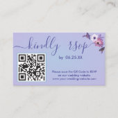 Carte D'accompagnement Fleur RSVP de mariage élégante avec code QR (Devant)
