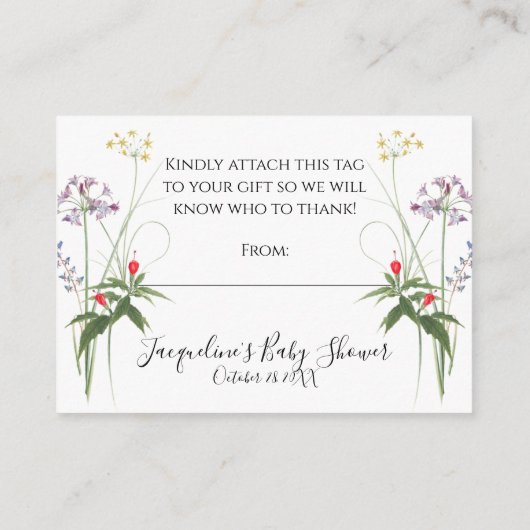 Carte D'accompagnement Fleur Sauvage Aquarelle Fleur n Fête de Naissance  (Dos)