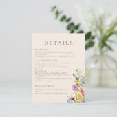 Carte D'accompagnement Fleur sauvage Aquarelle Floral Boho Détails du Mar (Debout devant)