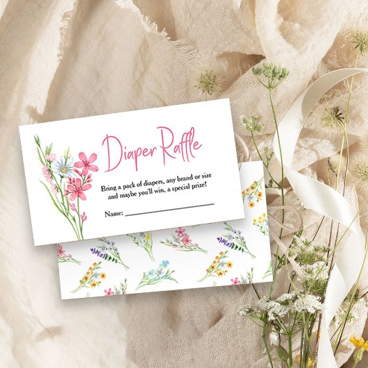 Carte D'accompagnement Fleur sauvage Baby shower de prairie, chiche