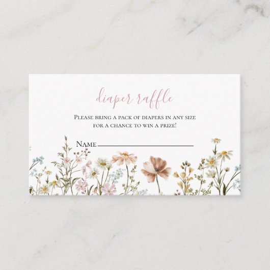 Carte D'accompagnement Fleur sauvage Baby shower Déchets Raffle (Devant)