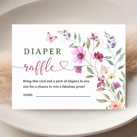 Carte D'accompagnement Fleur sauvage Baby shower Déchets Raffle