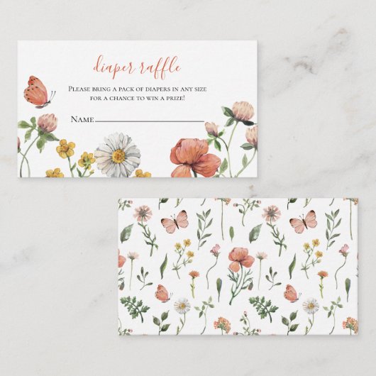 Carte D'accompagnement Fleur sauvage Baby shower Déchets Raffle (Devant / Derrière)