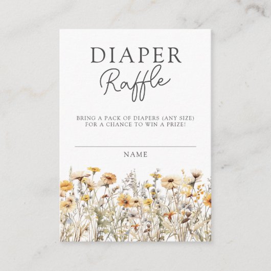 Carte D'accompagnement Fleur sauvage Baby shower Déchets Raffle (Devant)