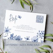 Carte D'accompagnement Fleur sauvage bleu Dusty Code QR mariage RSVP