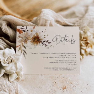 Carte D'accompagnement Fleur sauvage Bohemian Mariage Details Card