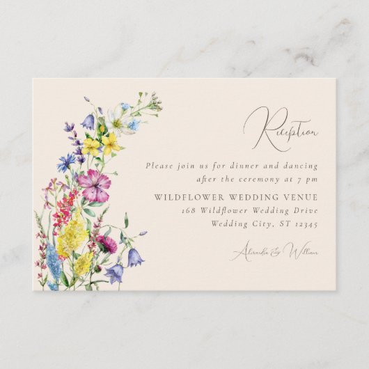 Carte D'accompagnement Fleur sauvage Boho Aquarelle Réception de mariage (Devant)