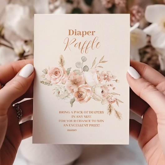 Carte D'accompagnement Fleur sauvage Boho Baby shower Raffle Diapper