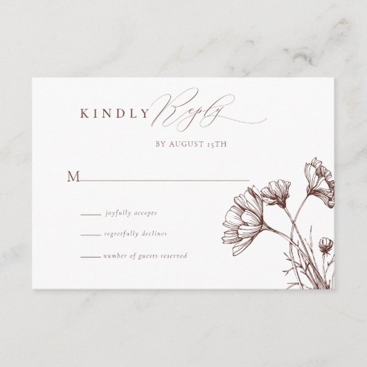 Carte D'accompagnement Fleur sauvage Boho Chic Wedding RSVP (Devant)